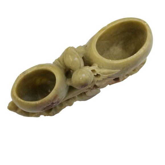 Vintage Chinese Carved Stone Double Vase With Floral Motif - Picture 6 of 12